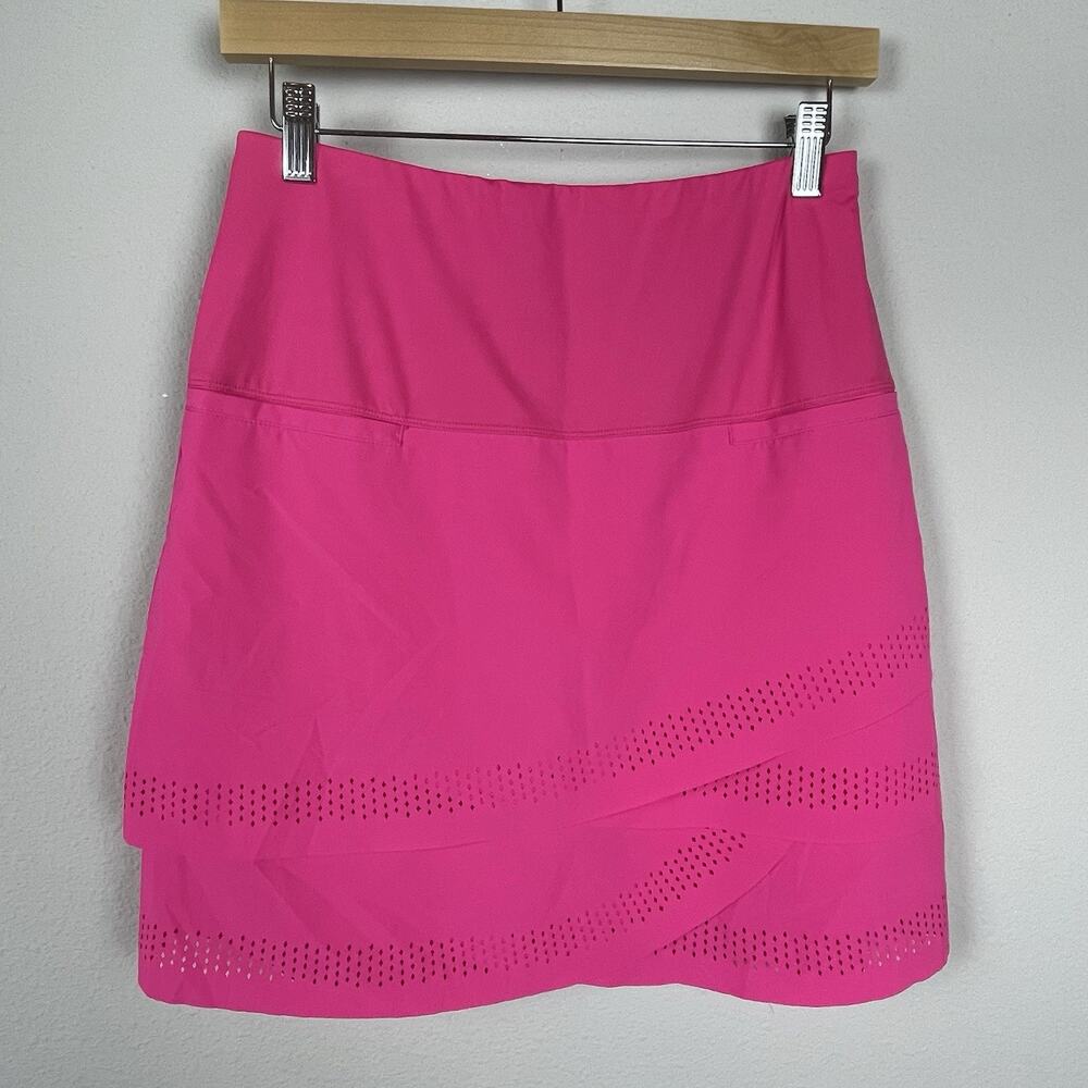 Lucky In Love Pink Skort Size S Knee Length Tiered Perforated Hem Pickleball